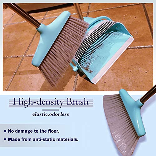 Ulodimi Polyethylene Broom And Dustpan Set For Hard_Floor Lightweight Upright Lobby Broom And Dust Pan Combo With Long Handle Outdoor Indoor For Home Kitchen Room Office (Blue) - Image 5