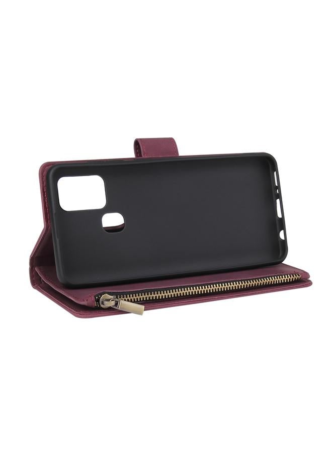 S-TOP Case For Samsung Galaxy A21s Multifunctional Retro Frosted Horizontal Flip Leather Case with Card Slot & Holder & Zipper Wallet & Photo Frame & Lanyard - Image 4