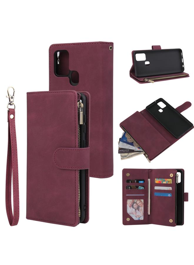 S-TOP Case For Samsung Galaxy A21s Multifunctional Retro Frosted Horizontal Flip Leather Case with Card Slot & Holder & Zipper Wallet & Photo Frame & Lanyard - Image 1