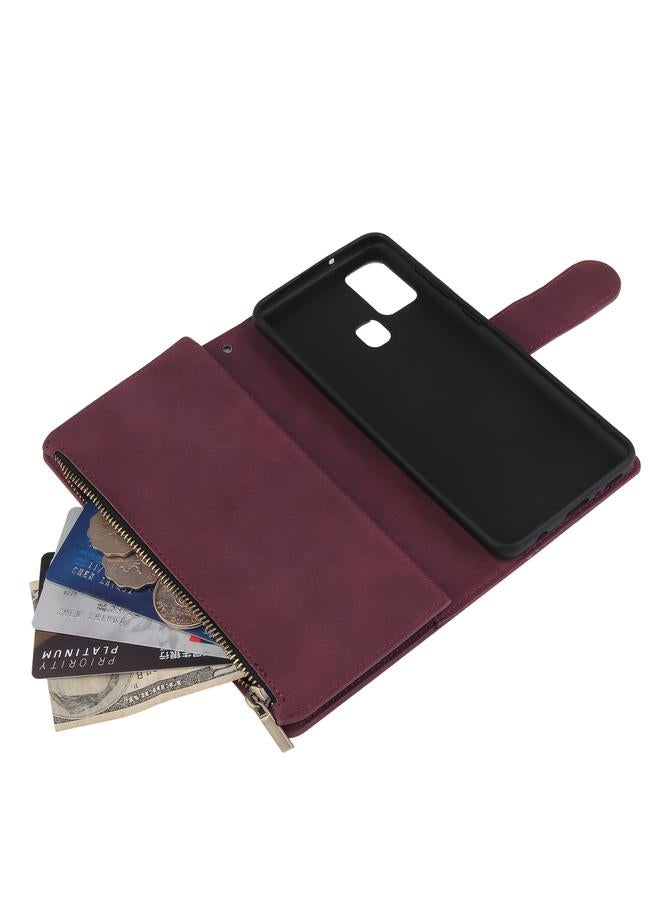 S-TOP Case For Samsung Galaxy A21s Multifunctional Retro Frosted Horizontal Flip Leather Case with Card Slot & Holder & Zipper Wallet & Photo Frame & Lanyard - Image 5