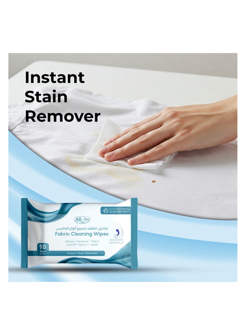 All day wipes All Day Fabric Cleaning Wet Wipes (Easy & Quick Clean) - 10 Count: Effective & Gentle-Removes Dirt, Stains, and Odors Without Damaging Fabrics. Freshness-Quick Cleanups Anytime, Anywhere. ( Pack of 2) - Image 4