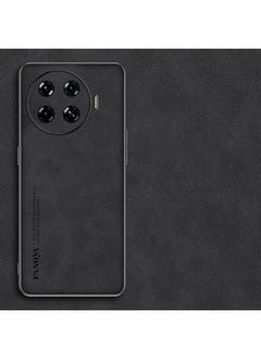 جراب متوافق مع Tecno Spark 20 Pro Plus جراب هاتف من الجلد الصناعي الفاخر لهاتف Tecno Spark 20 Pro Plus مع غطاء حماية من السيليكون باللون الأسود