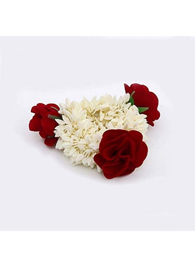 Rapidsflow - ® Hair Gajra Flowers For Wedding For Women Latest (M1) Red White Set Of 2pc 50 gram Pack of 1 - Image 1