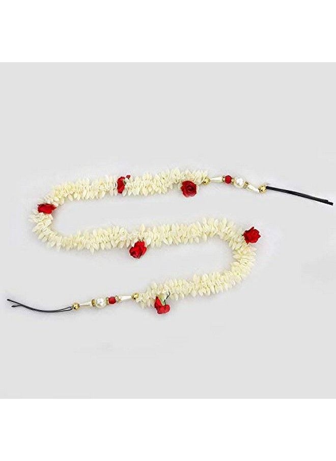 Rapidsflow - ® Hair Gajra Flowers For Wedding For Women Latest (M1) Red White Set Of 2pc 50 gram Pack of 1 - Image 1