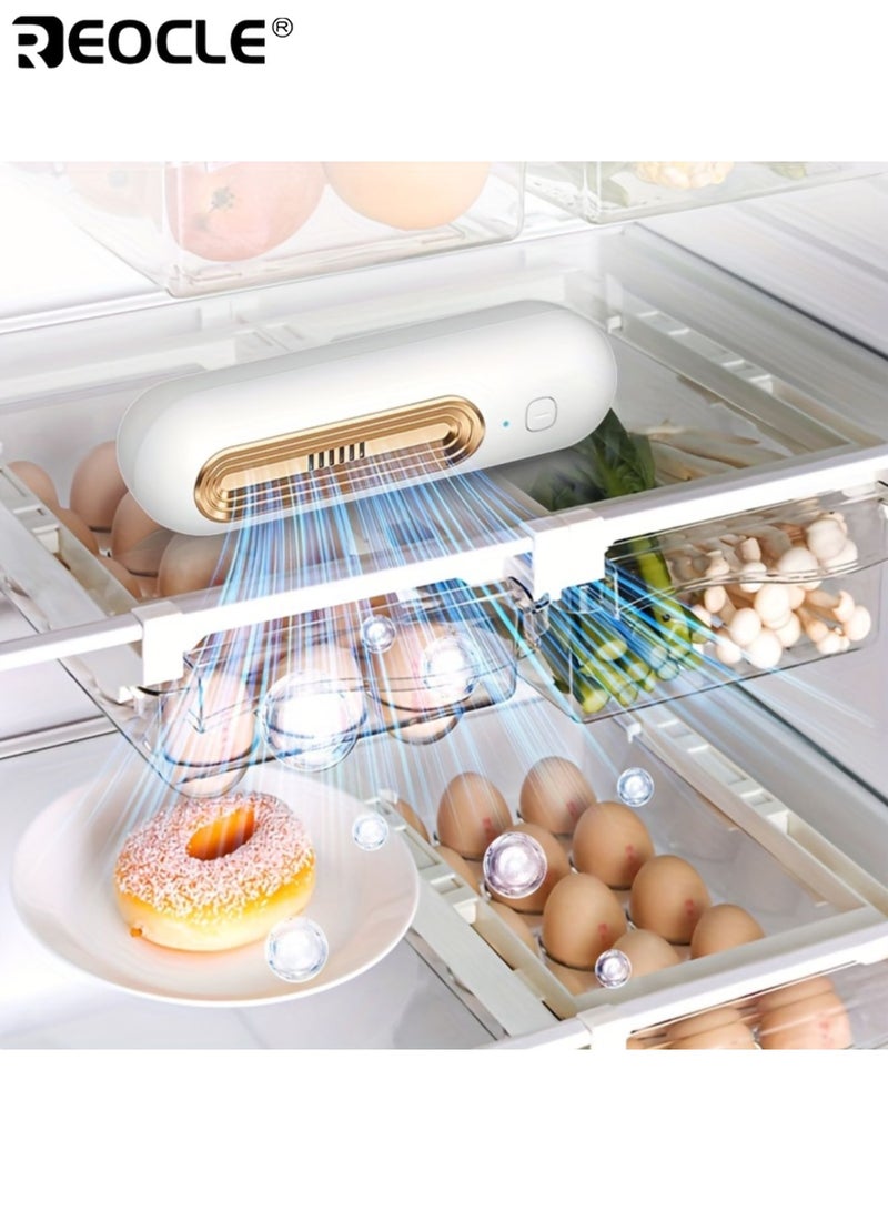 REOCLE Dual Speed Air Purifier with 1200mAh Battery and Washable Carbon Filter Compact Odor Eliminator with Quiet Operation for Refrigerator Shoe Cabinet Pet Area Use - Image 1