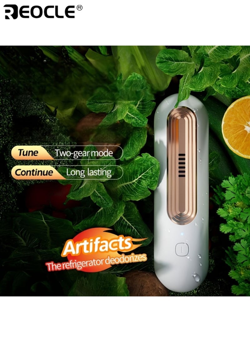 REOCLE Dual Speed Air Purifier with 1200mAh Battery and Washable Carbon Filter Compact Odor Eliminator with Quiet Operation for Refrigerator Shoe Cabinet Pet Area Use - Image 3