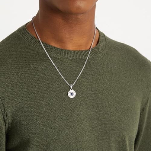GAVU Men’s Stainless Steel Pendant Necklace, Protection Necklace Evil Eye Necklace for Men, Silver Necklace for Men 22” - Image 2