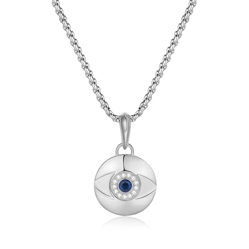 GAVU Men’s Stainless Steel Pendant Necklace, Protection Necklace Evil Eye Necklace for Men, Silver Necklace for Men 22” - Image 1