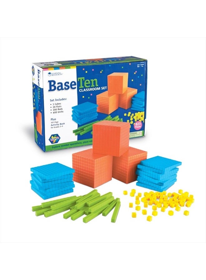 Learning Resources Brights Base Ten Classroom Set, 20-25 Students, 823 Piece Set, Ages 6+, 4.8 H x 15.6 L x 11.4 W - Image 1