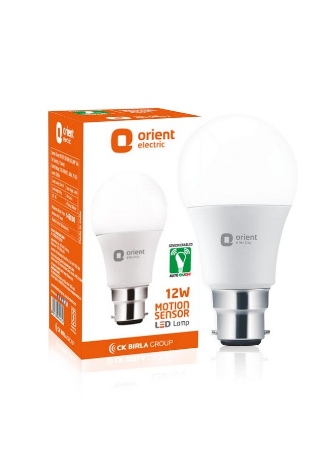 Orient Electric 12W Motion Sensor LED Bulb for Home | Radar based LED Light with Auto ON-OFF feature | Cool White, 6500K | B22d Cap | 4 kV Surge Protection | 1 Year Replacement Warranty | Pack of 1 - pzsku/ZE47D35B3E885B96A897EZ/45/_/1740982801/aae5e55a-ba91-4c3e-8156-26d050d399f7