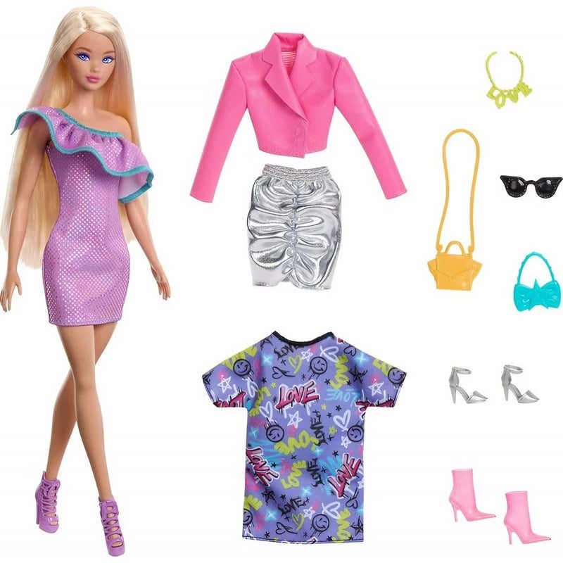 Barbie Mix-and-Match Fashion Wardrobe Blond Doll Set (29 cm) - Image 2
