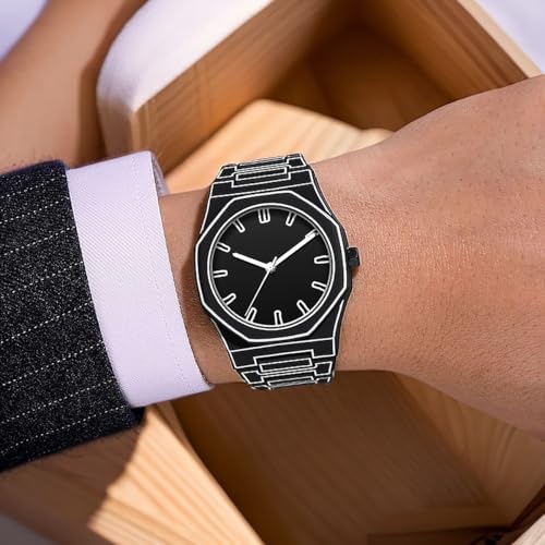 FANMIS Men's Anime-Inspired Fashion Sketch Wristwatch Minimalist Creative Wormhole Design Watch Stylish and Durable Timepiece for Men's Sports Watch (B Black) - Image 3