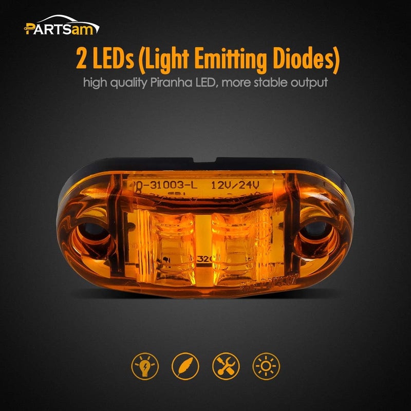 Partsam 4 Pcs 2.5inch Oval Amber LED Trailer Lights - Image 2