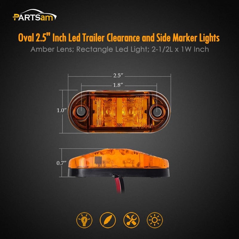 Partsam 4 Pcs 2.5inch Oval Amber LED Trailer Lights - Image 4