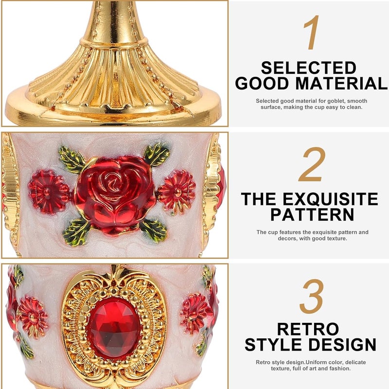 IMIKEYA Retro Small Wine Goblet Vintage Beverage Cup Embossed Floral Design European Style Glass Stemware for Home Bar Decoration and Party Use - Image 3