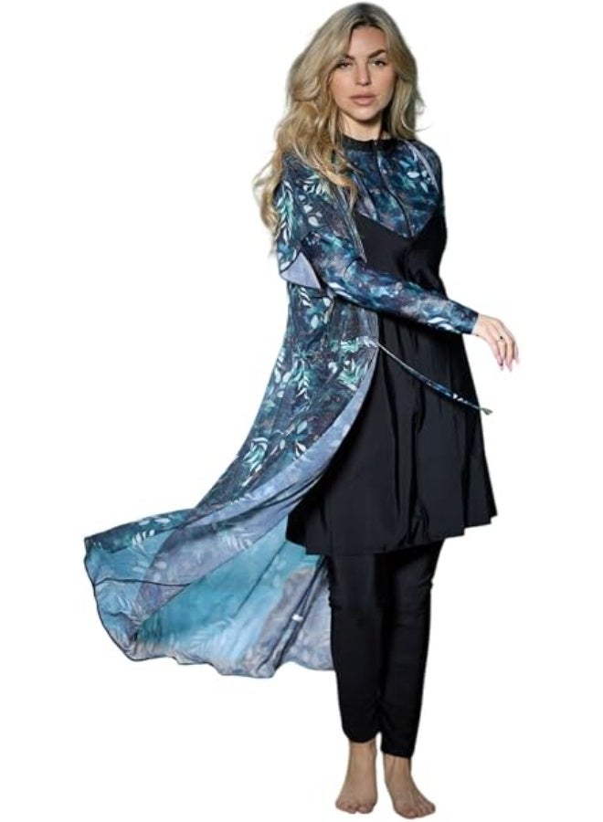 Women's 4-piece burkini suit with long, waterproof sleeves - Image 4