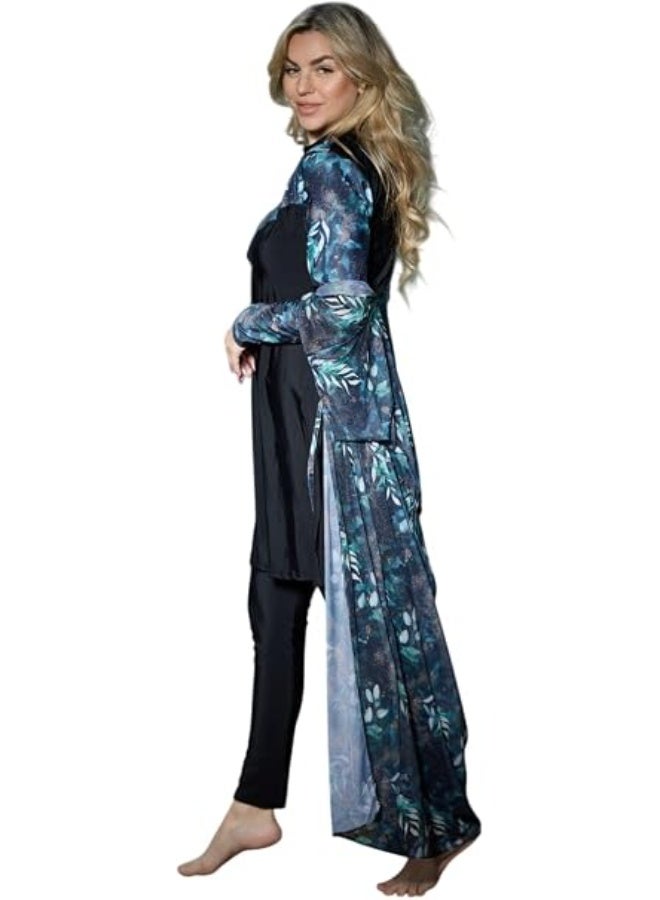 Women's 4-piece burkini suit with long, waterproof sleeves - Image 3
