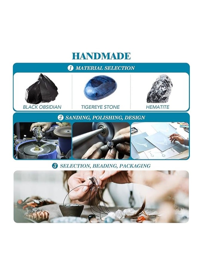 جيج بي في حجر عين النمر الطبيعي سوار مزدوج مضفر لحبل الخرزة هدايا للرجال والنساء - Image 5