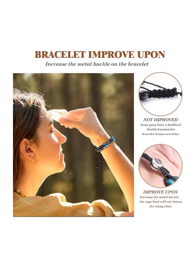 جيج بي في حجر عين النمر الطبيعي سوار مزدوج مضفر لحبل الخرزة هدايا للرجال والنساء - Image 3