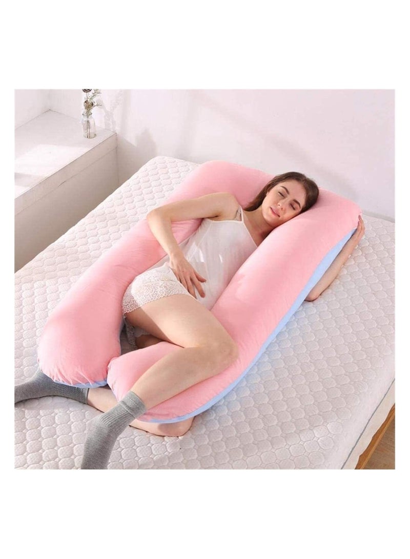 وسادة حمل على شكل حرف U للنوم - دعم كامل للجسم، وسادة أمومة للنساء الحوامل، الرضاعة الطبيعية، تخفيف آلام الظهر، مساعدة في علاج الألم العضلي الليفي، 60×110 سم - Image 1