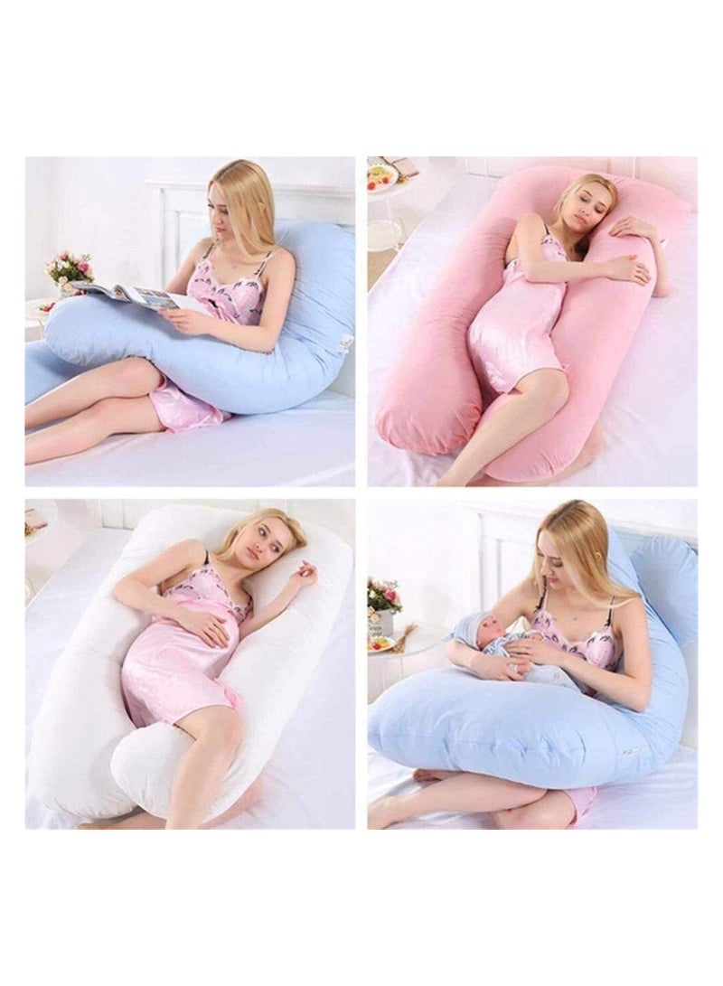 وسادة حمل على شكل حرف U للنوم - دعم كامل للجسم، وسادة أمومة للنساء الحوامل، الرضاعة الطبيعية، تخفيف آلام الظهر، مساعدة في علاج الألم العضلي الليفي، 60×110 سم - Image 2