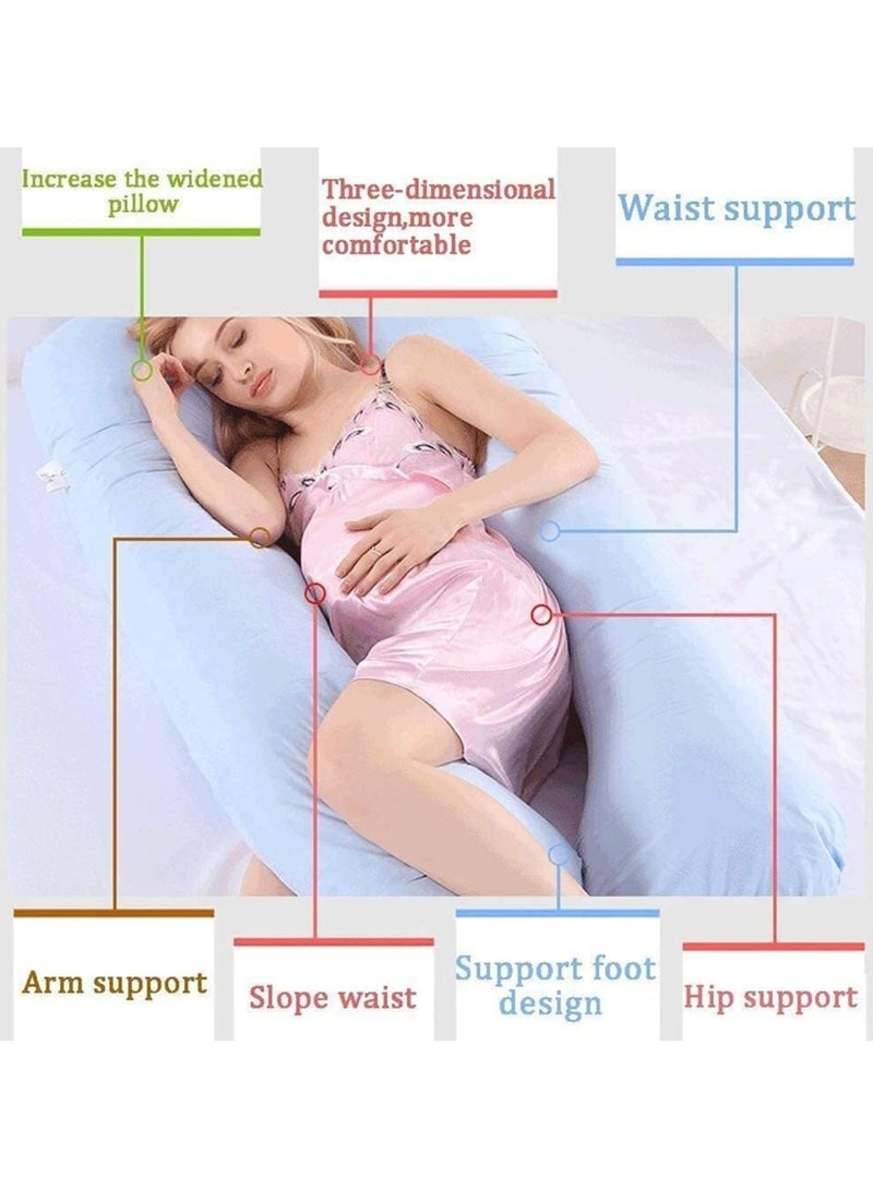 وسادة حمل على شكل حرف U للنوم - دعم كامل للجسم، وسادة أمومة للنساء الحوامل، الرضاعة الطبيعية، تخفيف آلام الظهر، مساعدة في علاج الألم العضلي الليفي، 60×110 سم - Image 3