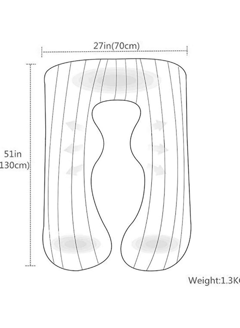 وسادة حمل على شكل حرف U للنوم - دعم كامل للجسم، وسادة أمومة للنساء الحوامل، الرضاعة الطبيعية، تخفيف آلام الظهر، مساعدة في علاج الألم العضلي الليفي، 60×110 سم - Image 4