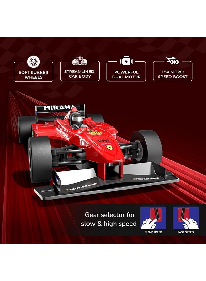 MIRANA Mirana Super Car | USB Rechargable Type-C | in-Built Bluetooth Speaker | 1:12 Size High-Speed Dual Motor Formula 1 RC Car | Long Range Remote & App Controlled F1 Toy for Kids 4+ 5+ 6+ Years (Red)  - Image 2