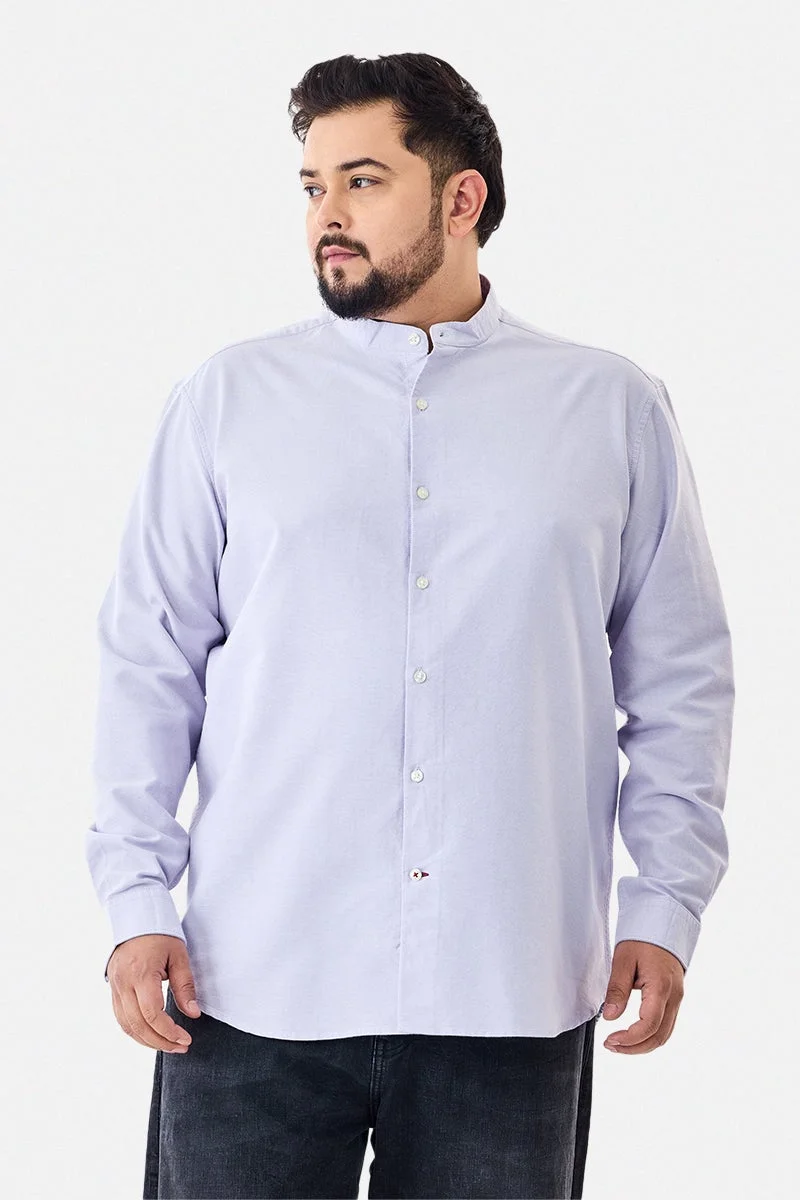 سنيتش قميص قطني مقاس كبير بياقة ماندرين