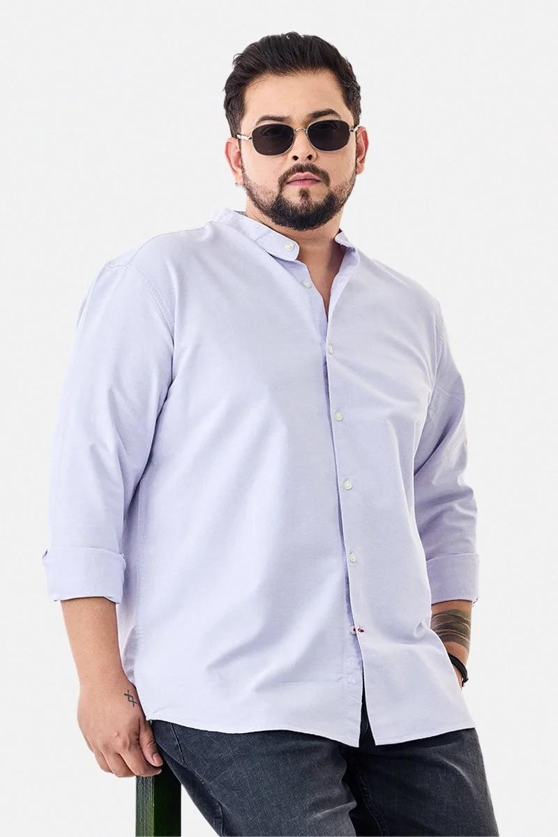 Snitch Lavender 100% Cotton Plus Size Mandarin Shirt for Men | Best Price UAE
