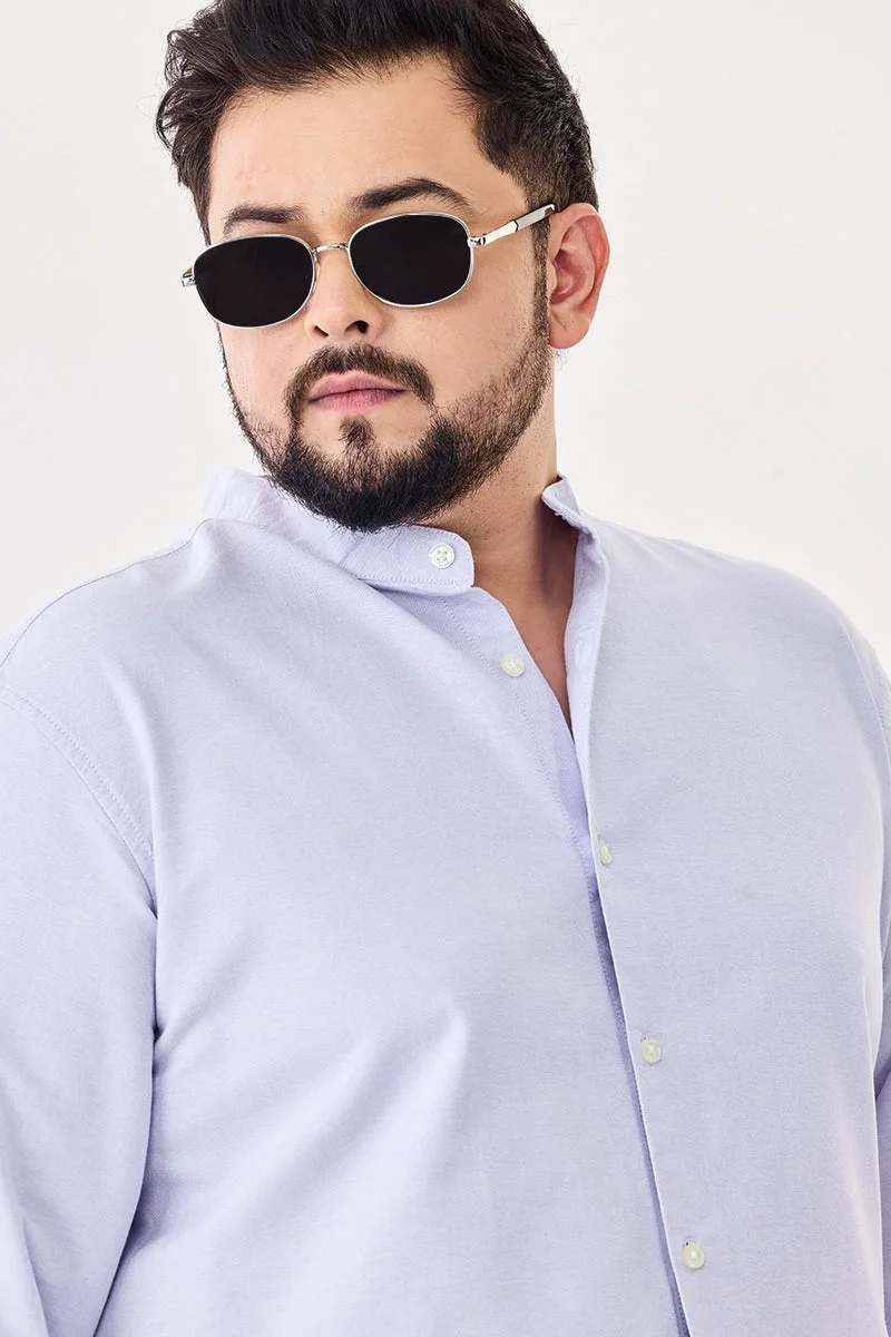 Snitch Lavender 100% Cotton Plus Size Mandarin Shirt for Men | Best Price UAE