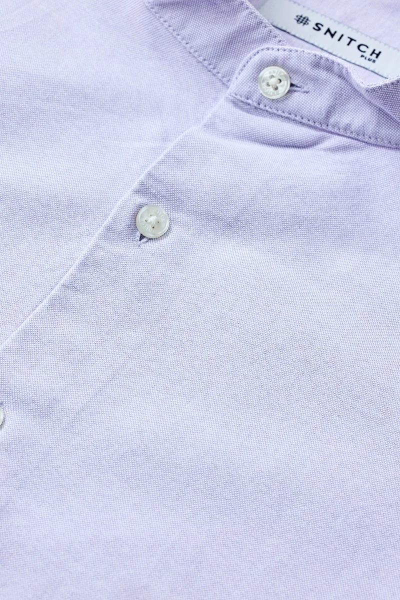 Snitch Lavender 100% Cotton Plus Size Mandarin Shirt for Men | Best Price UAE