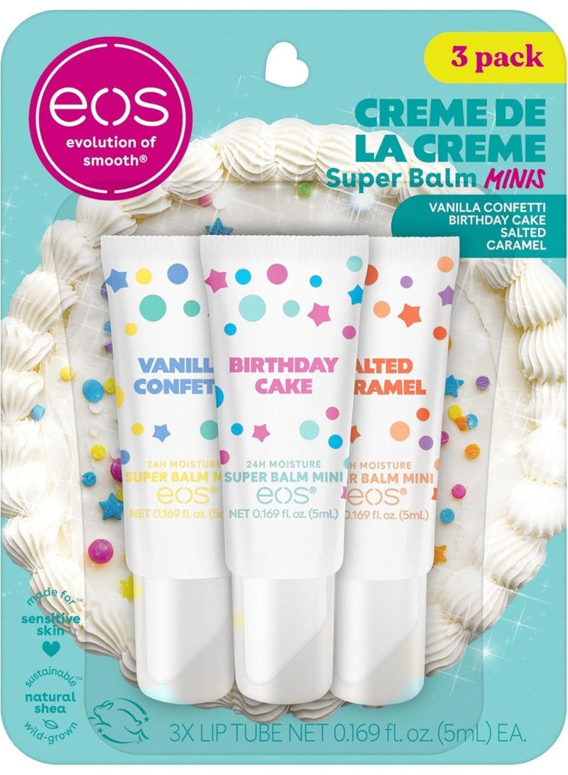 eos 24H Moisture Super Balm Minis- Crème de la Crème, Limited-Edition Lip Mask, Variety Pack, 0.169 fl oz, 3-Pack - Image 1