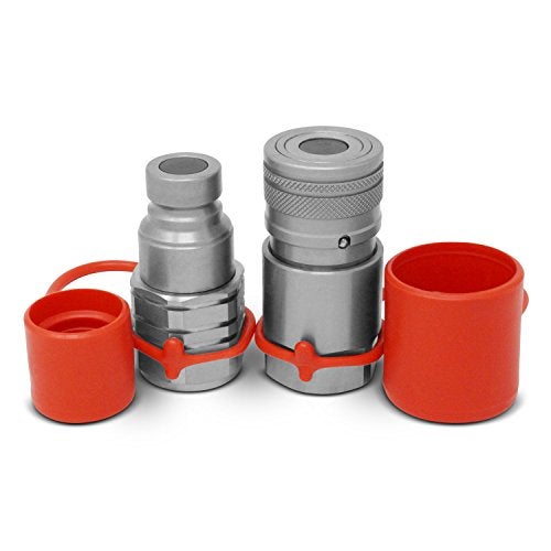 Summit Hydraulics 1/2" Skid Steer Bobcat Flat Face Hydraulic Quick Connect Couplers/Couplings Set w/Dust Caps - Image 1