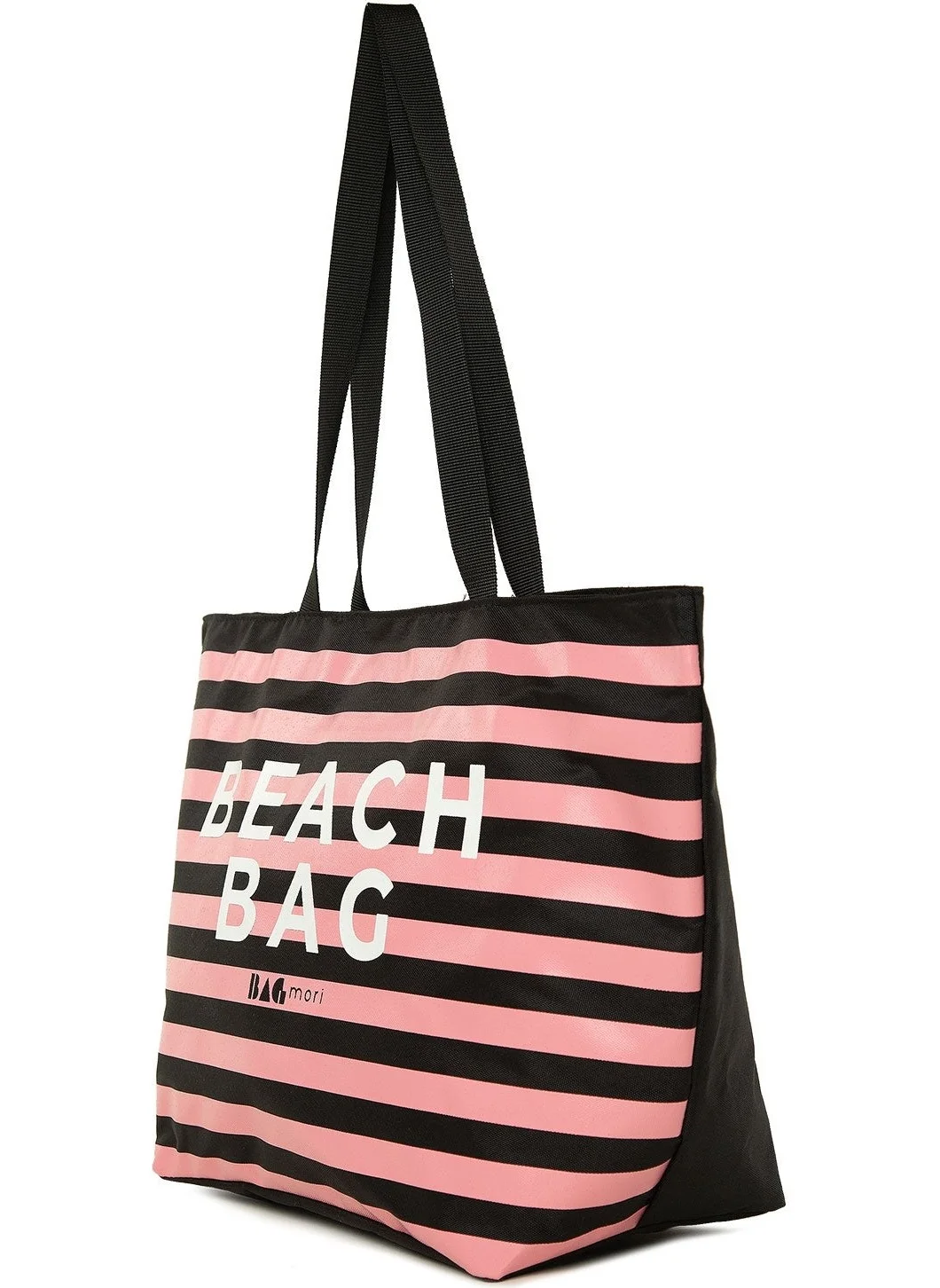 باجموري Black Striped Beach Bag Printed Beach Bag