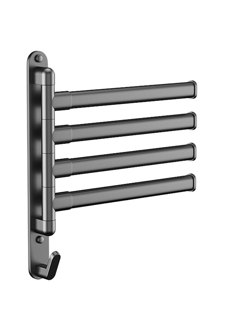 Perfii Space-Saving 4-in-1 Towel Rack with 180° Rotating Rods and Double Hook Design for Sturdy, Durable and Easy to Install Bathroom Organizer  - Image 1