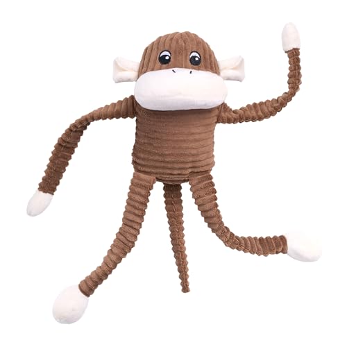 ZippyPaws Spencer The Crinkle Monkey Plush Dog Toy with Round Squeaker and Crinkle Arms and Legs, Large, Brown - Image 1