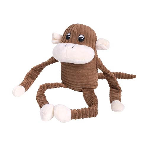 ZippyPaws Spencer The Crinkle Monkey Plush Dog Toy with Round Squeaker and Crinkle Arms and Legs, Large, Brown - Image 2