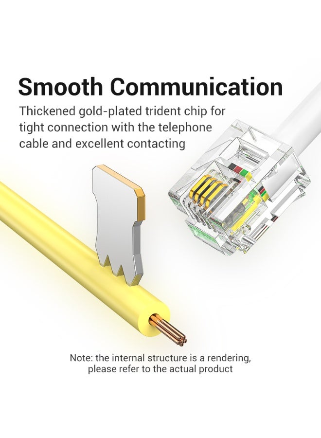 VENTION Flat 6P4C Telephone Patch Cable White Model - Image 5