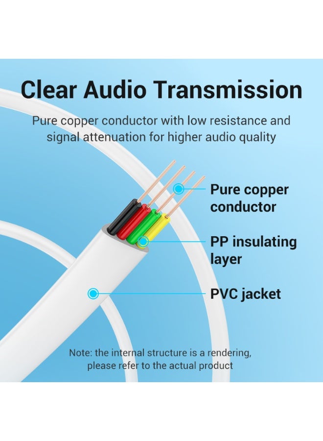 VENTION Flat 6P4C Telephone Patch Cable White Model - Image 4