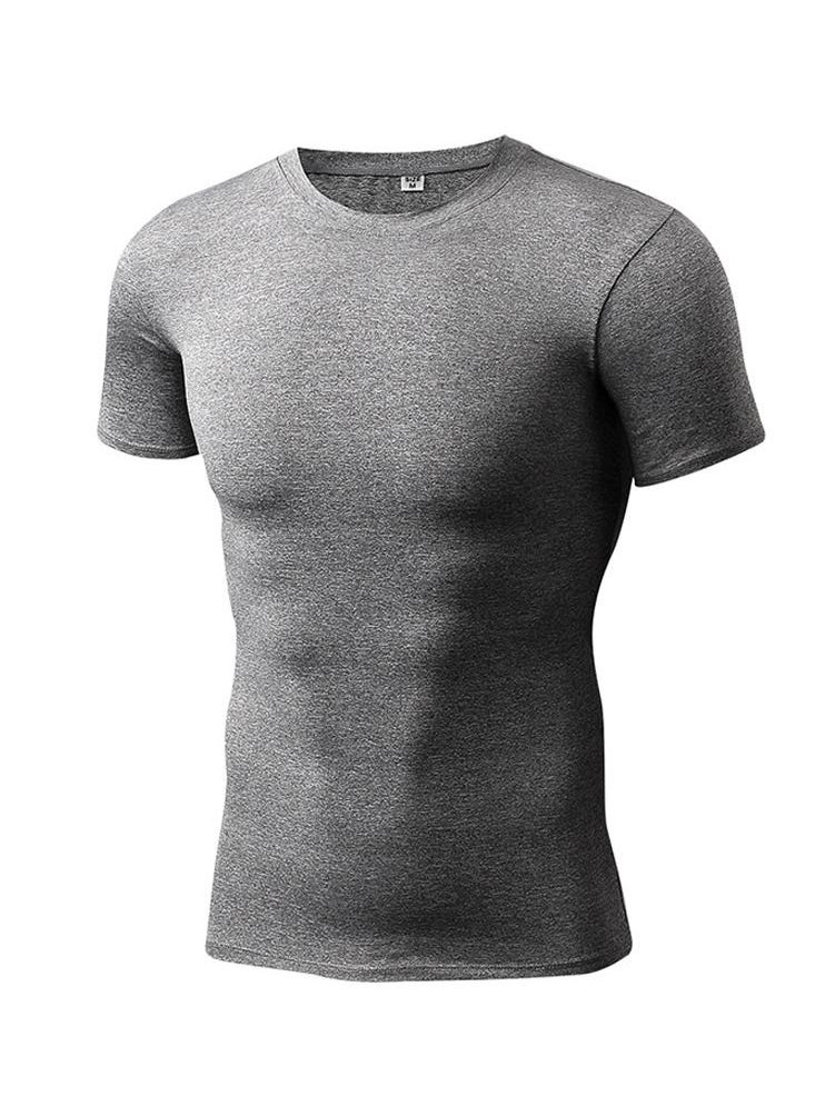 Loquat Men Quick Dry Breathable Elastic T-Shirt Grey  - Image 1