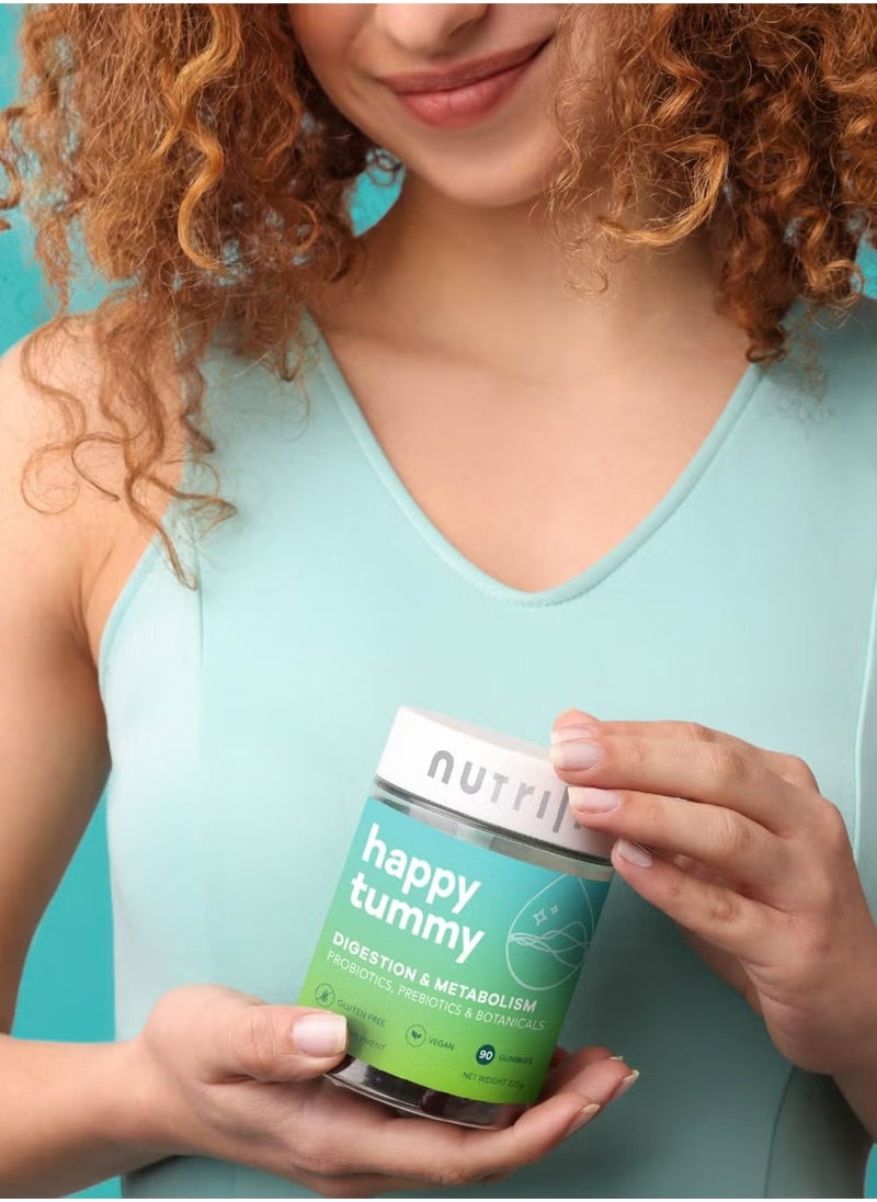nutrili - Happy Tummy Probiotics Gummies 150g Sugar Free | Digestion & Metabolism | Probiotics, Prebiotics, Botanicals & Vitamins - 60 Gummies - Image 1