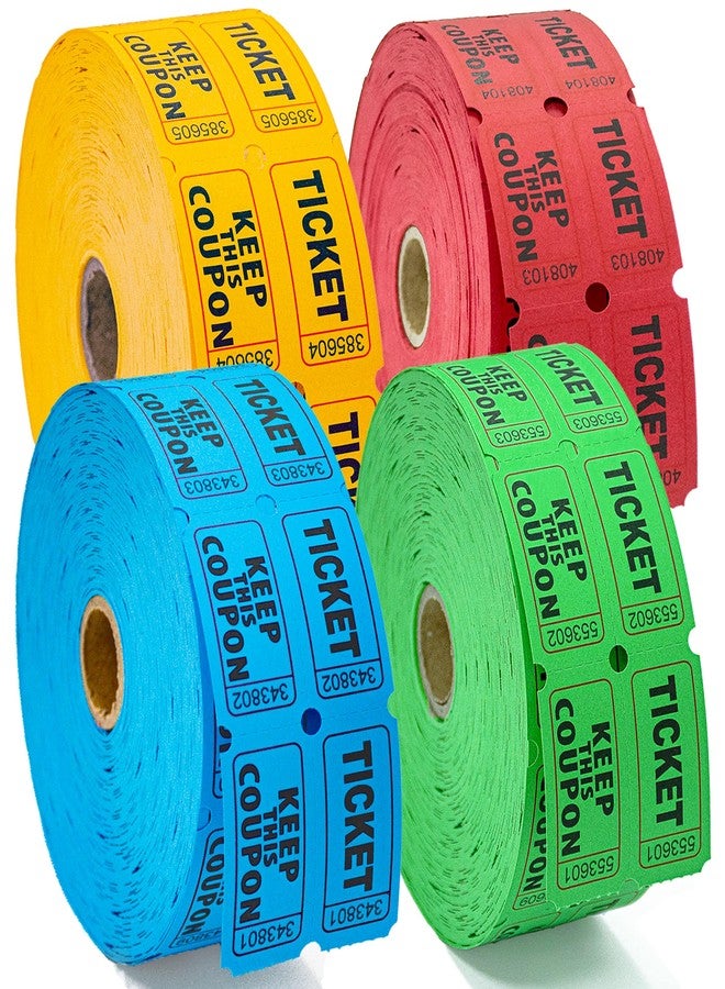 Homrelaxy 4800 Double Raffle Tickets, 1200 Tickets Per Roll, Assorted 50/50 Raffle Tickets Roll for Events, Entry, Carnivals, and Door Prizes (Blue/Red/Green/Yellow) - Image 1