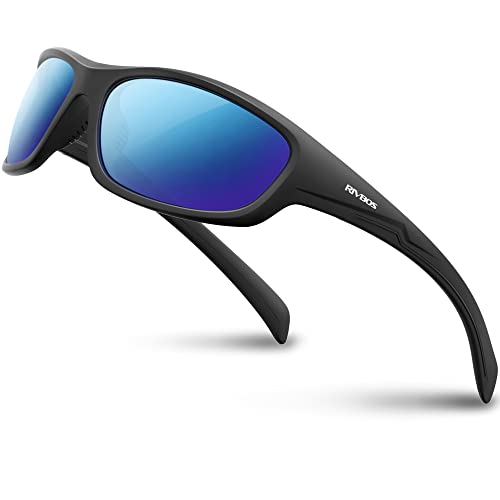 RIVBOS Polarized Sunglasses UV400 Protection for Men's and Women's Fishing, Cycling, and Outdoor Activities RB832-1 Black Ice Blue Lens - Image 1