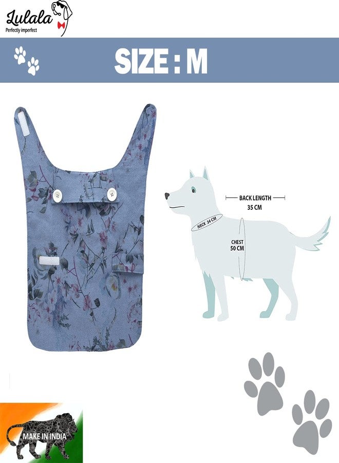 Lulala Soft Dog Sweater, Year-Round Fleece Vest, Knit Fleece Pet Jacket, Lightweight, Velcro Closure - Flower Print (Blue, M) - Image 3