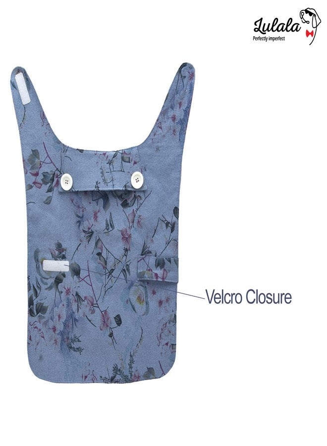 Lulala Soft Dog Sweater, Year-Round Fleece Vest, Knit Fleece Pet Jacket, Lightweight, Velcro Closure - Flower Print (Blue, M) - Image 2