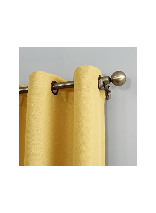 The Bros Montego Casual Textured Grommet Curtain Panel, 48" x 95", Yellow - Image 2