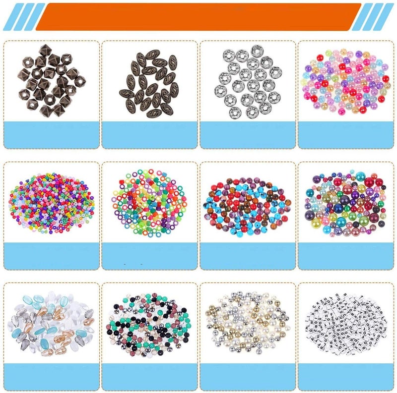 DIY Crafts 1500 Pcs Kit Kit Accessories Jewelry Bracelet Making kit Beads for Jewelry Making Ring Necklace Bracelet Earrings DIY Jewelry Making Supplies Suitable for Gir 1500 Pcs Kit Kit - Image 5