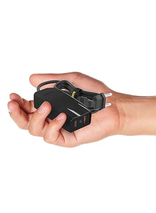 آي لوك مشترك كهرباء cMini Charger PRO بمنفذي شحن Type-C وType-A مع مقبسين كهرباء – طول 3 متر – أسود - Image 2