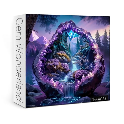 BBOLDIN Fantasy Crystal Cave Landscape Puzzle for Adults 1000 Piece Gem Waterfall Mountain Jigsaw Puzzle Purple Nature Forest Scenic Puzzle - Image 5